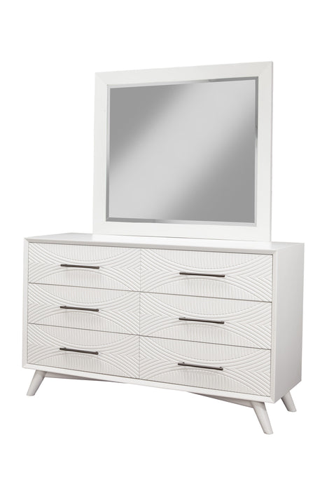 Solid Wood 6 Drawer Double Dresser - White