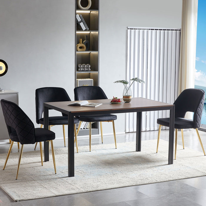 Velvet Dining Chairs With Metal Legs And Hollow Back Upholstered Dining Chairs