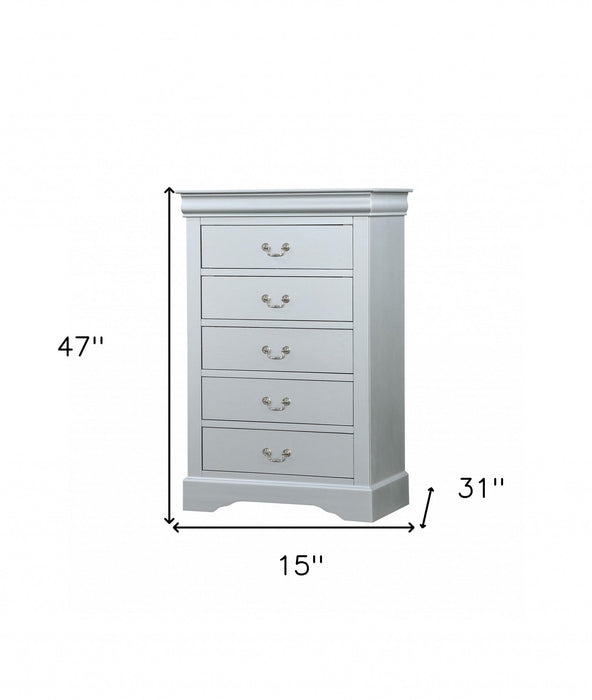 Solid Wood, Five Drawer Lingerie Chest - White