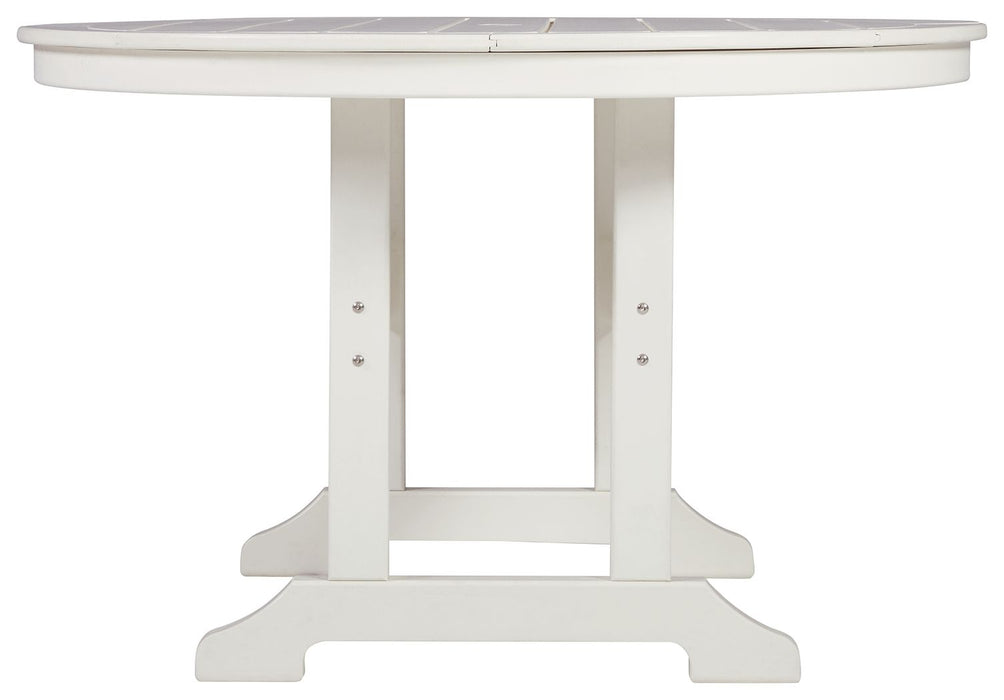 Crescent Luxe - White - Round Dining Table W/Umb Opt