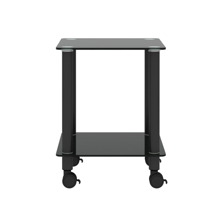 2 Piece Side Table, 2 Tier Space End Table, Modern Night Stand, Sofa Table, Side Table With Storage Shelve - Black