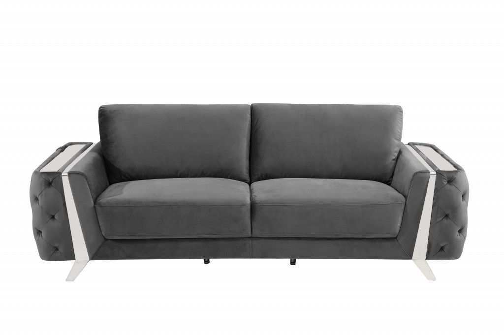 Sofa With Silver Legs - Gray