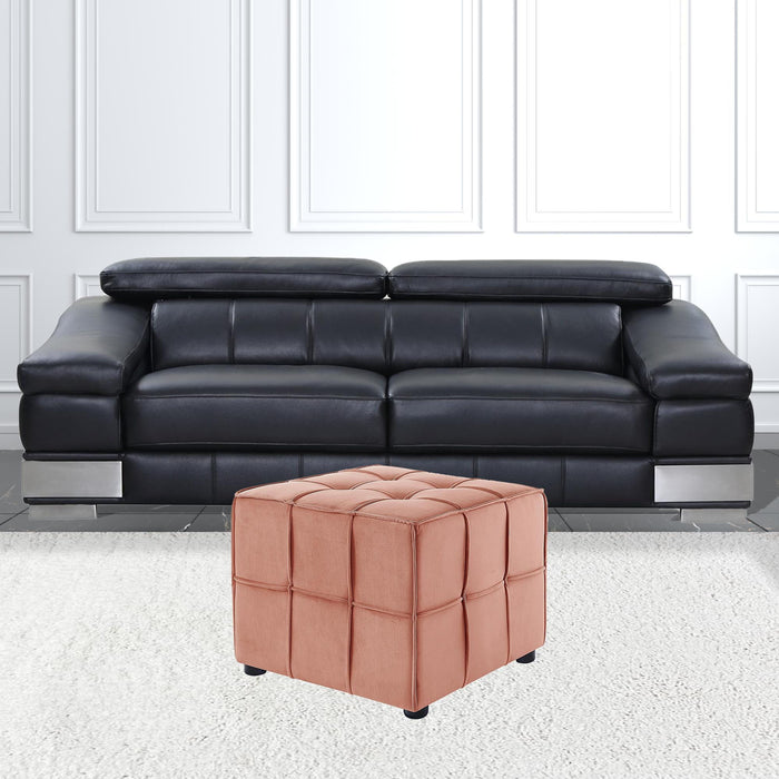 Velvet Cube Ottoman - Blush / Black