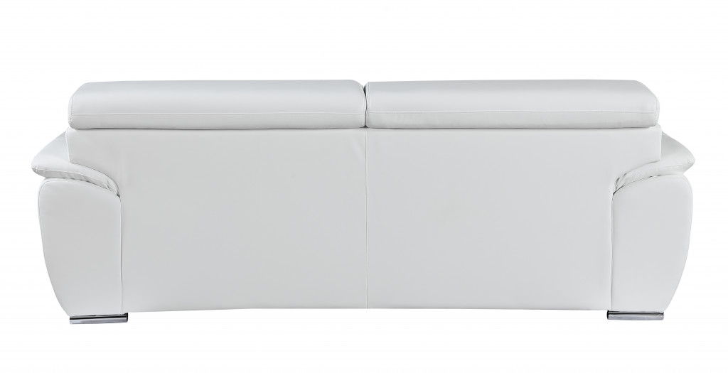 Leather Sofa With Silver Legs - White