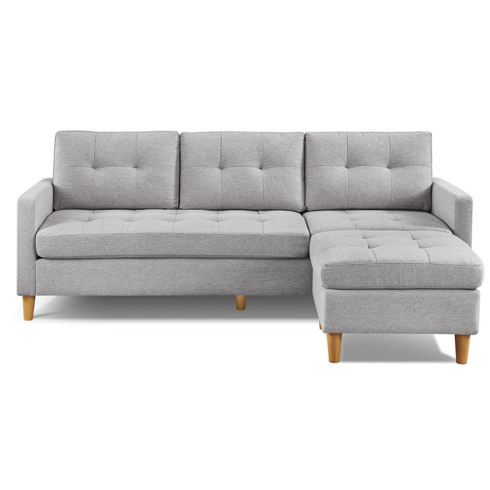 Polyester Blend Sofa With Ottoman With Natural Legs - Light Gray