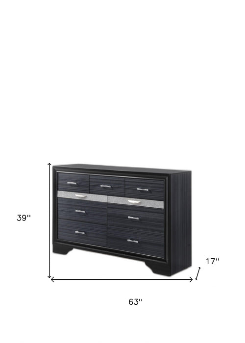 Manufactured Wood Nine Drawer Gentlemans Chest - Black