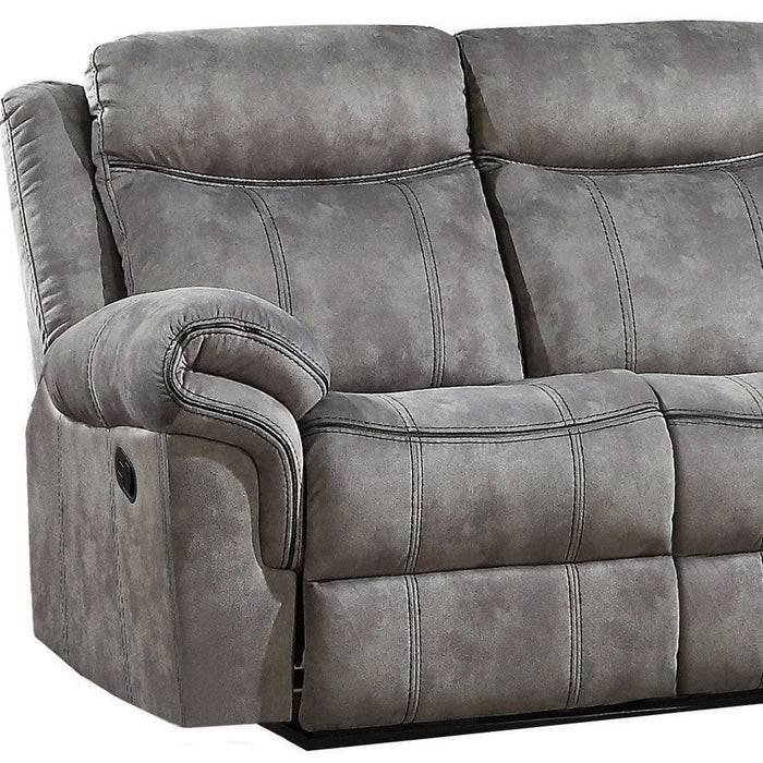 Velvet Reclining USB Sofa With Black Legs - Gray