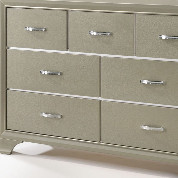 Solid Wood Seven Drawer Triple Dresser - Champagne