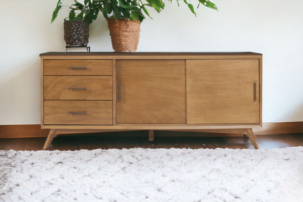 TV Stand With Drawers And Sliding Door - Brown