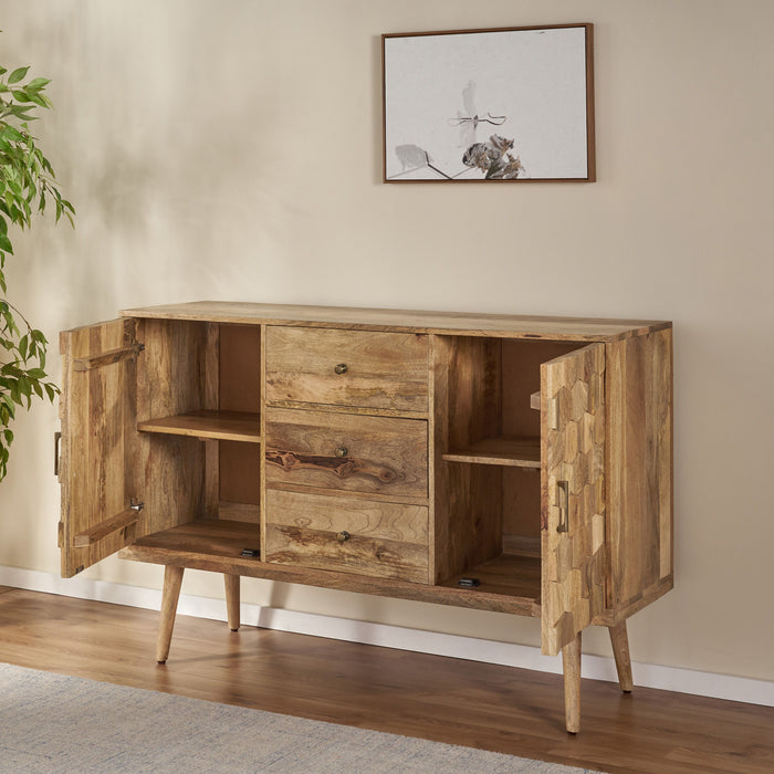 3 Drawer Sideboard With 2 Doors (KD Legs) - Natural