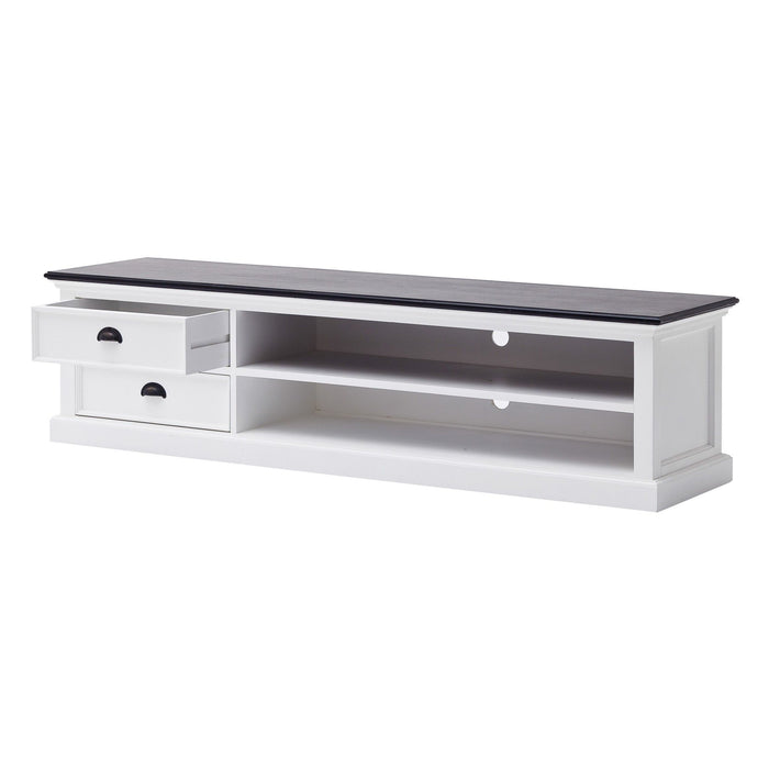 Classic Entertainment Unit With Two Drawers - White / Black