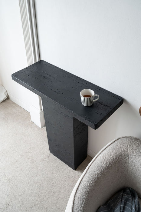 Rectangular Coffee Table With Pedestal Base - Black