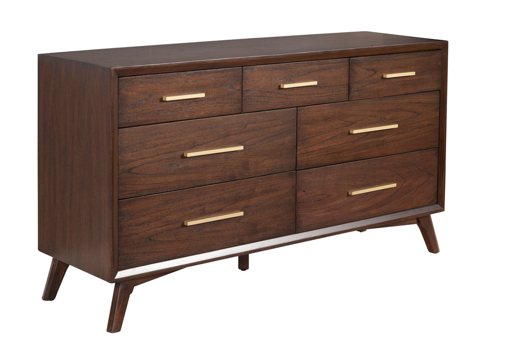 Solid Wood Seven Drawer Double Dresser - Walnut