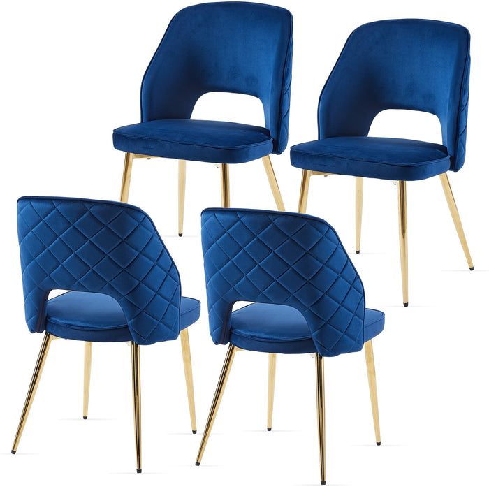 Velvet Dining Chairs With Metal Legs And Hollow Back Upholstered Dining Chairs