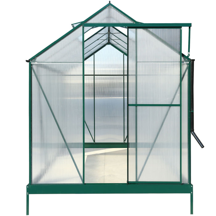 Polycarbonate Greenhouse, Heavy Duty Outdoor Aluminum Walk-In Green House Kit With Rain Gutter, Vent And Door For Backyard Garden