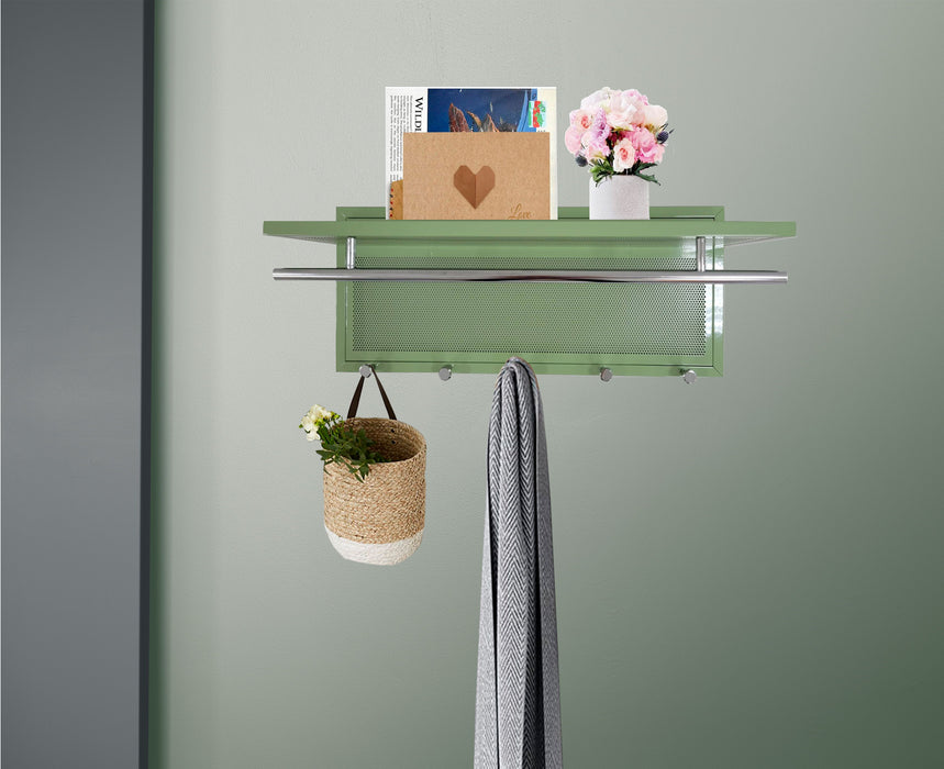 Esyspot - Metal Powder Coating Hook Wall Mounted With Shelf - Green