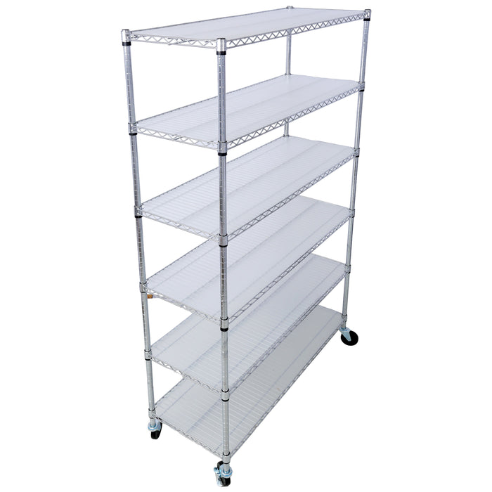 6 Tier 6000Lbs Capacity Nsf Metal Shelf Wire Shelving Unit, Heavy Duty Adjustable Storage Rack With Wheels & Shelf Liners For Commercial Grade Utility Steel Storage Rack