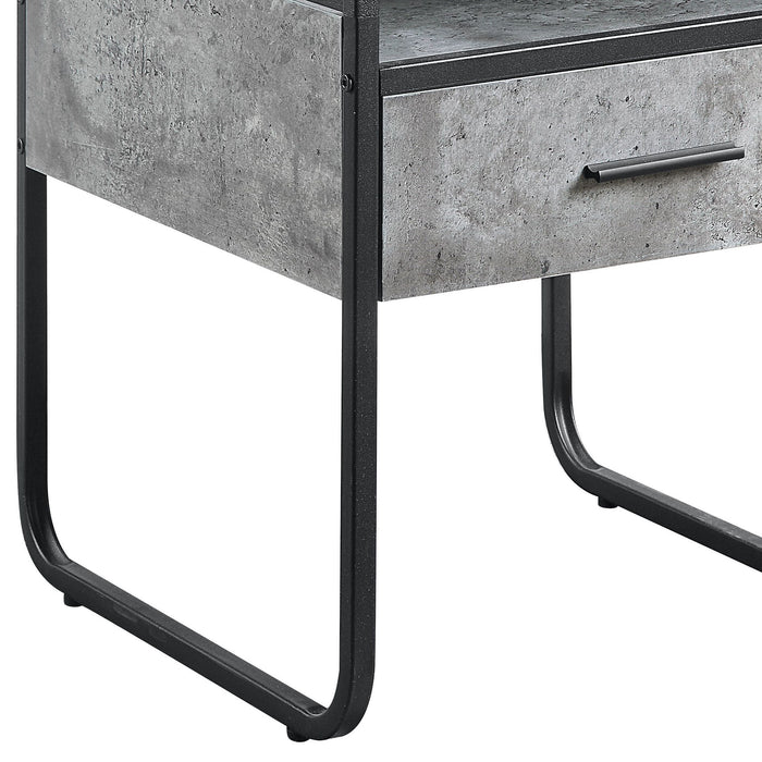 Raziela - End Table With Drawer - Concrete Gray / Black