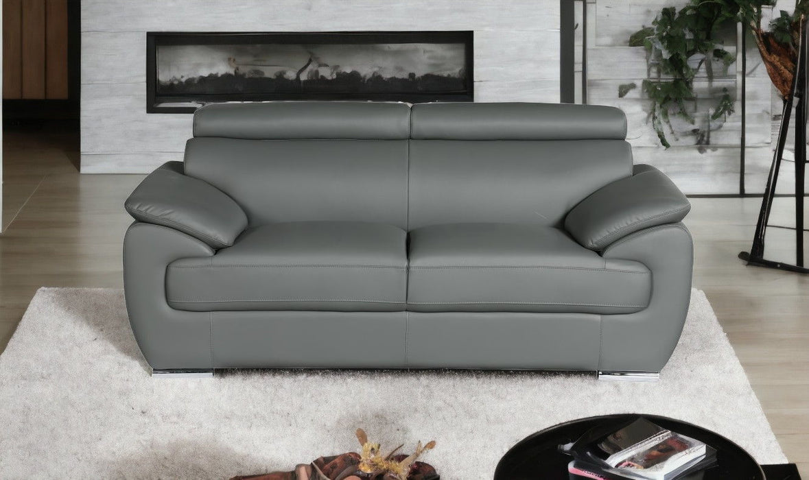 Love Seat Faux Leather - Silver / Gray