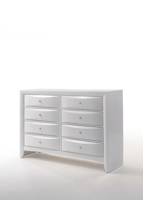 Solid Wood Eight Drawer Double Dresser - White