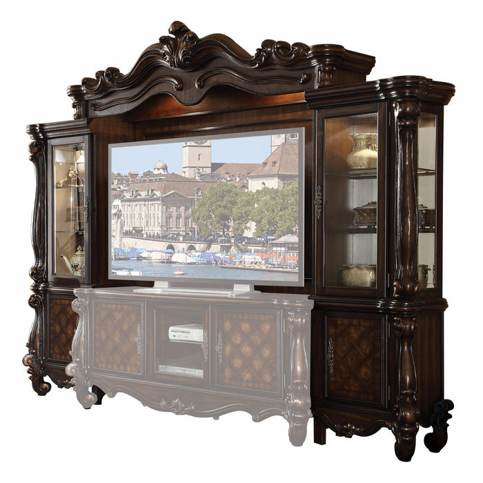 Solid Wood Cabinet Enclosed Storage Entertainment Center - Dark Brown