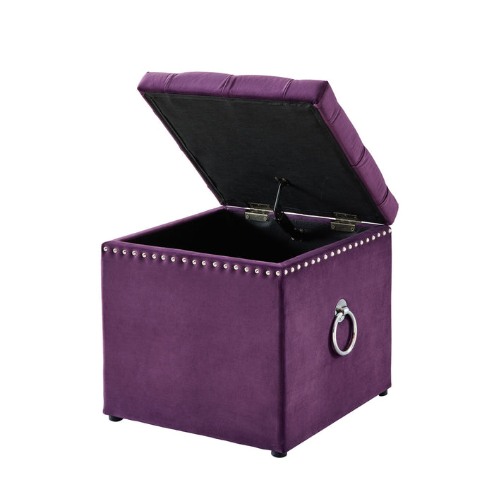 Velvet Tufted Storage - Purple / Black