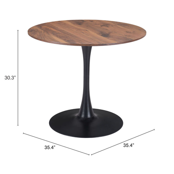 Steel Pedestal Base Dining Table - Light Brown