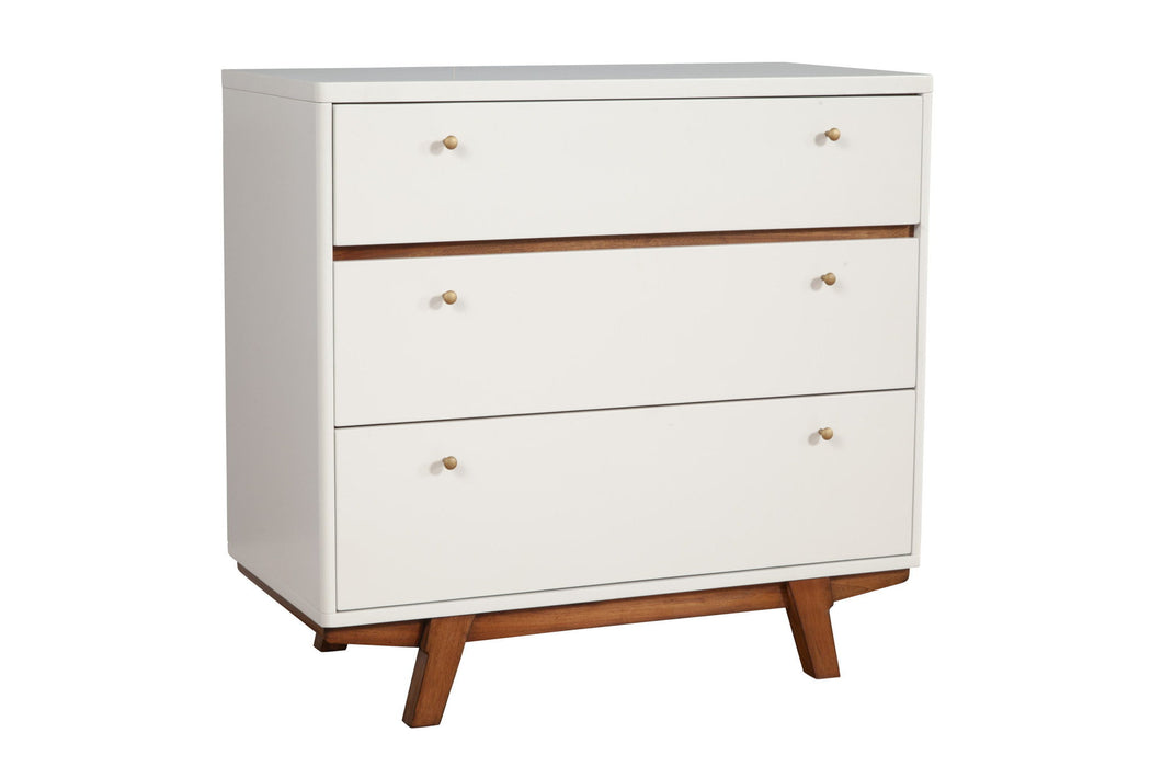 Solid Wood Three Drawer Chest - Brown / White