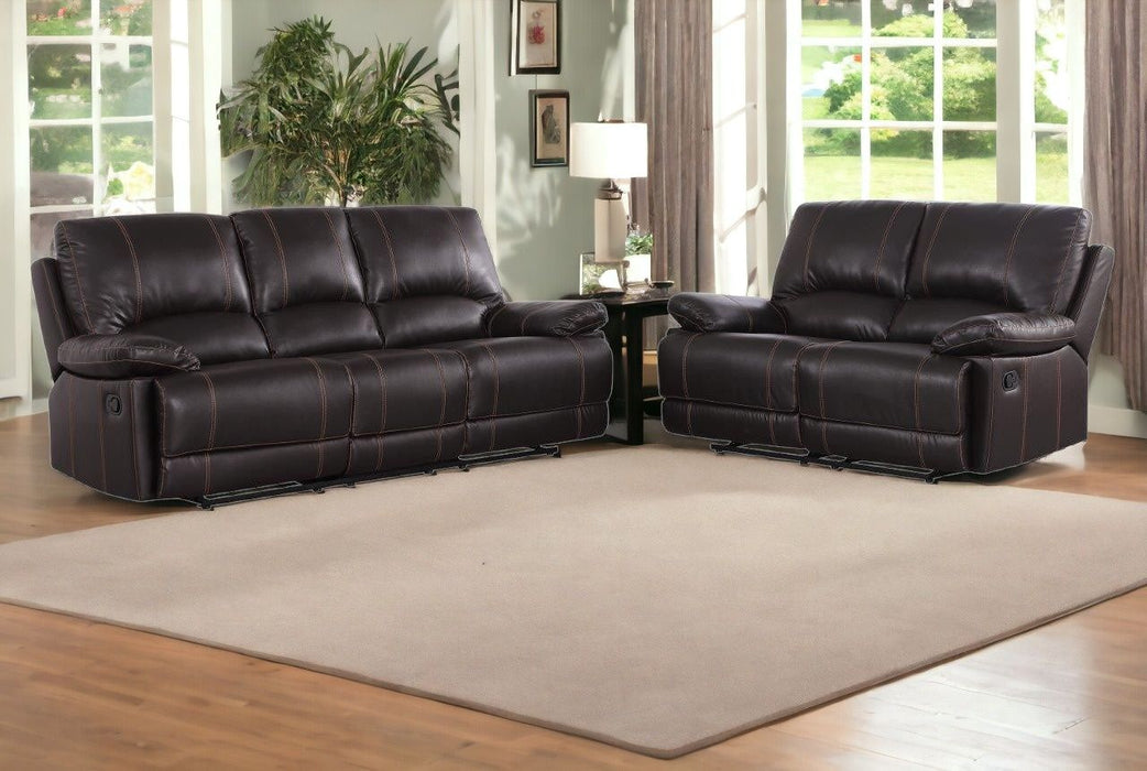 2 Piece Faux Leather Indoor Five Person Seating Set - Brown