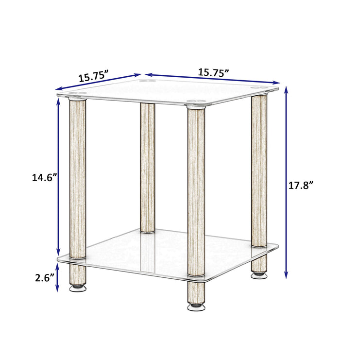 Side Table, 2 Tier Space End Table, Modern Night Stand, Sofa Table, Side Table With Storage Shelve