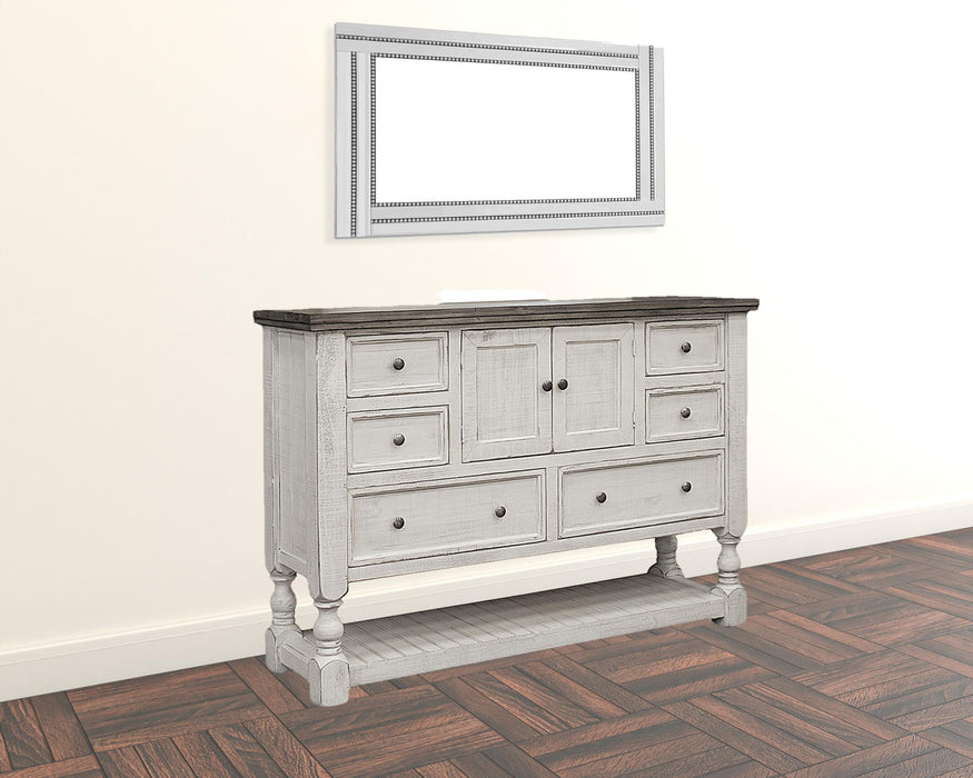 Solid Wood Six Drawer Triple Dresser - Gray / Ivory