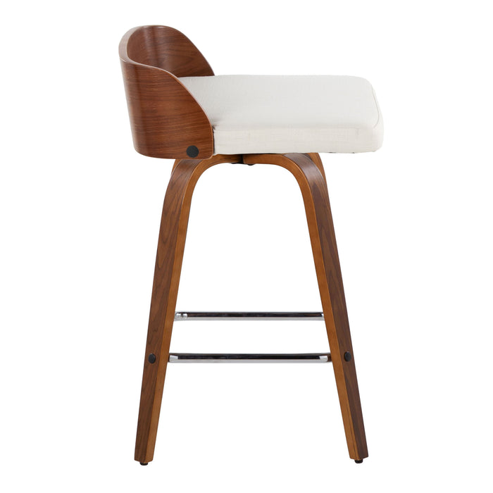 Maya - Mid Century Modern Fixed Height Counter Stool & Swivel With Square Footrest (Set of 2)