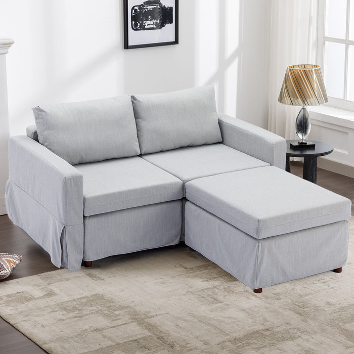 2 Seat Module Sectional Sofa Couch With 1 Ottoman For Living Room, Seat Cushion And Back Cushion Non-Removable And Non-Washable