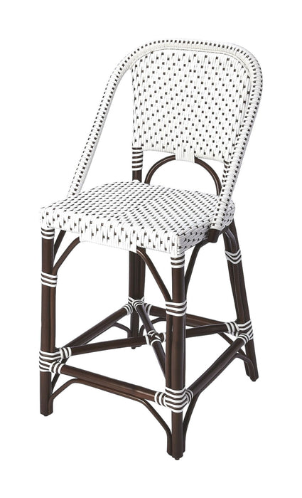 Rattan Bar Chair - White / Dark Brown