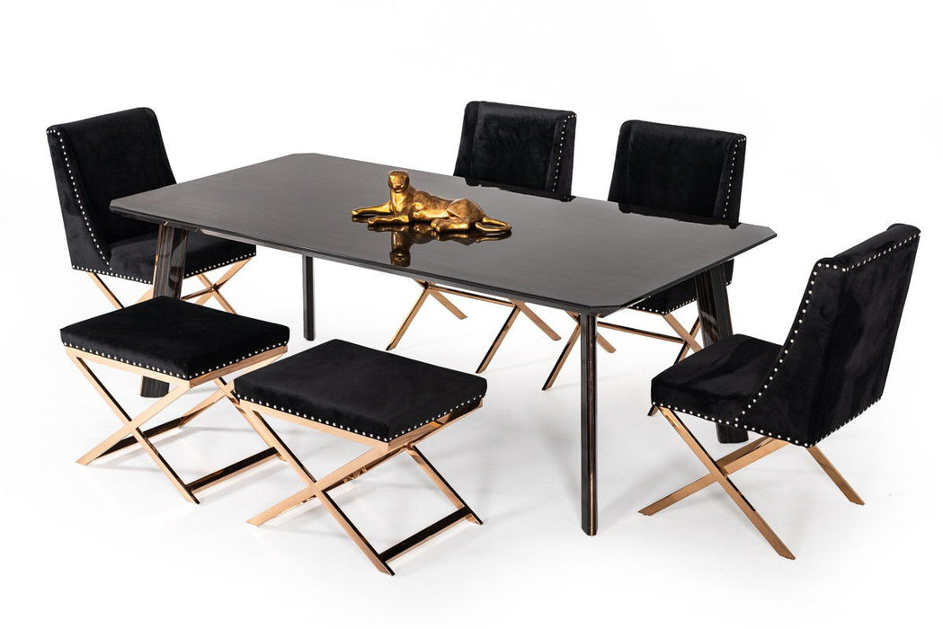 Rectangular Dining Table - Black / Rose Gold