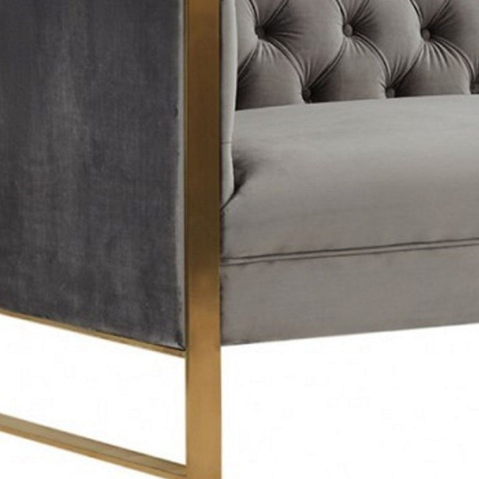 Velvet Sofa & Gold Legs - Gray