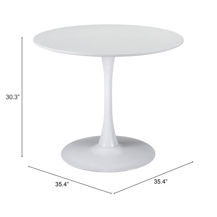 Steel Pedestal Base Dining Table - White