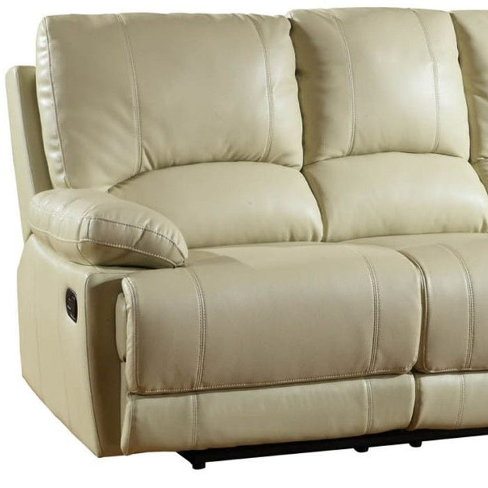 Sofa Faux Leather With Black Legs - Beige