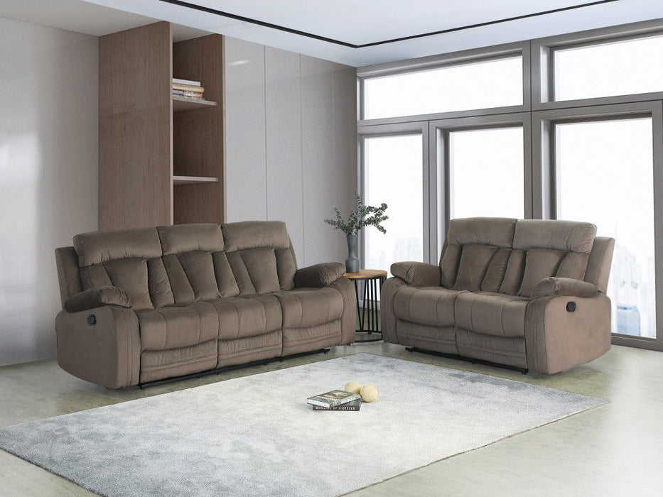 2 Piece Five Person Microsuede Indoor Seating Set - Brown