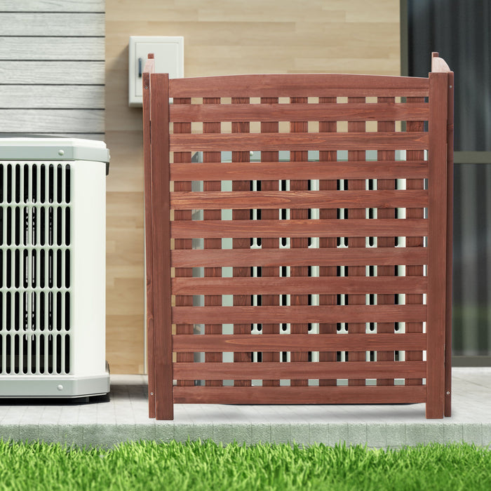 Air Conditioner Fence Screen Outside, Cedar Privacy Fence 3 Panels To Hide Ac & Trash Enclosure - Brown