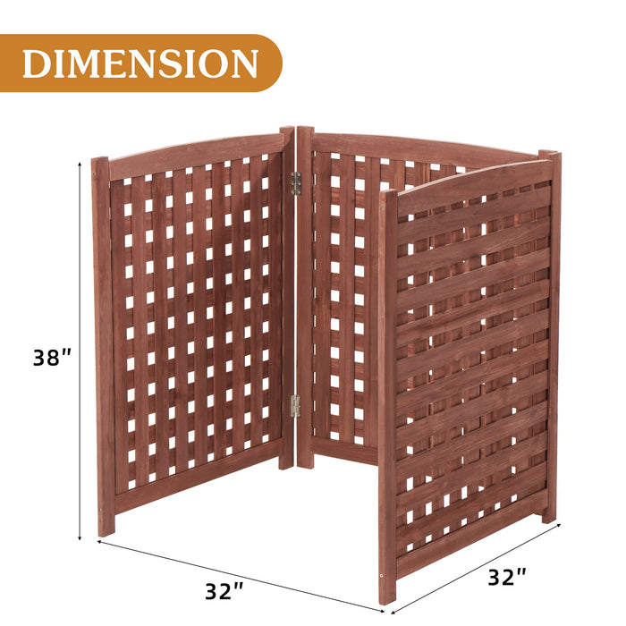 Air Conditioner Fence Screen Outside, Cedar Privacy Fence 3 Panels To Hide Ac & Trash Enclosure - Brown