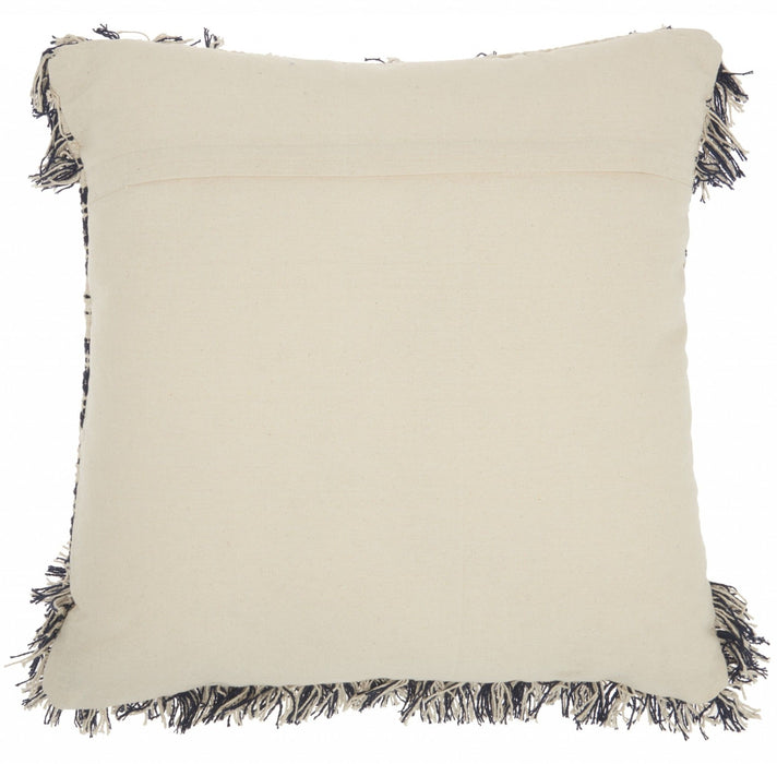 Textured Throw Pillow - Navy and Ivory