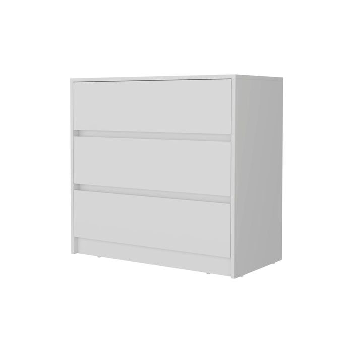 Manufactured Wood Three Drawer No Handles Dresser - White