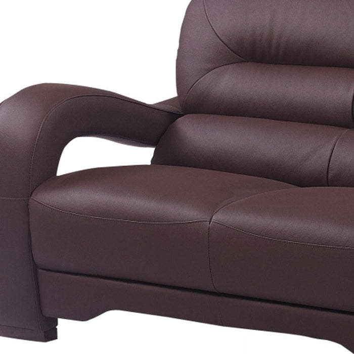 Faux Leather Love Seat - Brown / Dark Brown