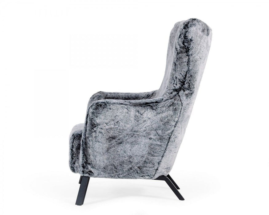 Mid Century Glam Faux Fur Accent Chair - Gray