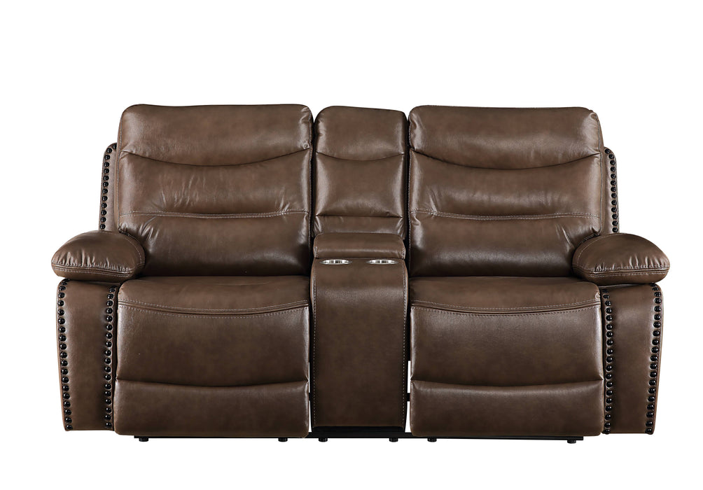 Aashi - Leather Gel Match Recliner Loveseat - Brown