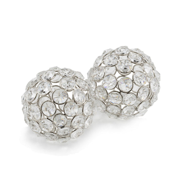 Iron And Crystal Spheres (Set of 2) - Silver