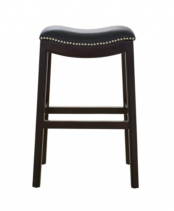 Solid Wood Backless Bar Height Bar Chair - Black / Espresso