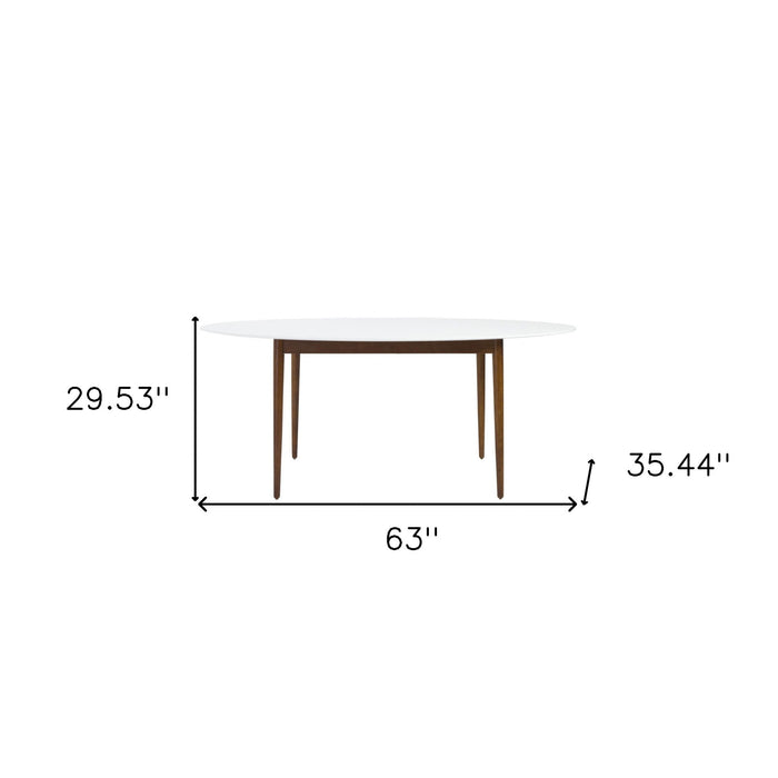 Oval Dining Table - White / Brown