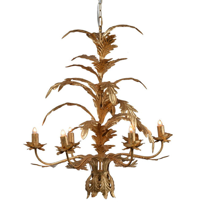 6 Light Metal Chandelier, Hanging Light Fixture With Adjustable Chain For Kitchen Dining Room Foyer, Bulb Not Included - Gold